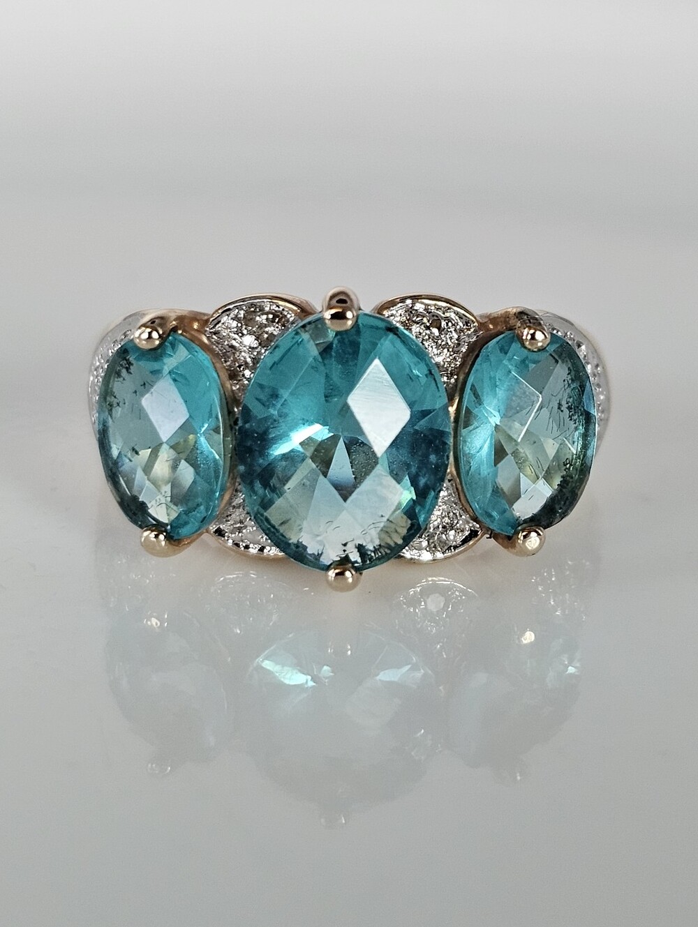 Authentic Vintage Ross Simons Paraiba Tourmaline Gold Vermeil Size 5!